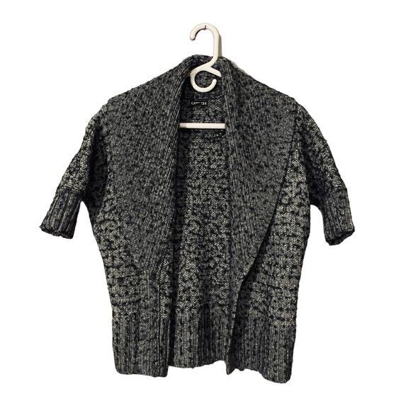 Express Gray Short Sleeve Knit Sweater Opened Front Cardigan Women SZ S - Picture 1 of 7